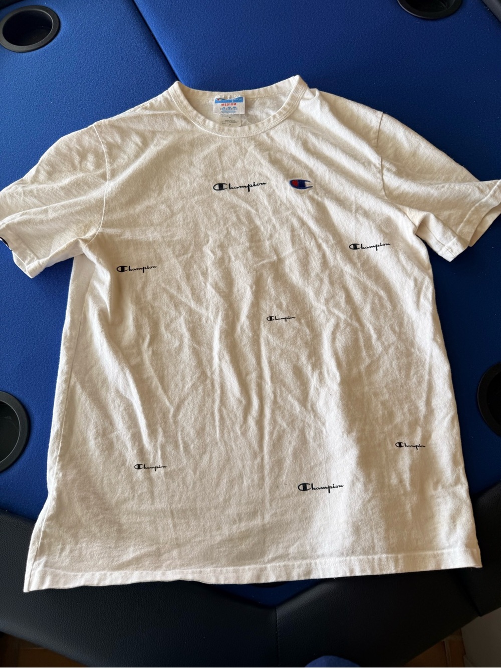 Champion White Short Sleeve Tee with Mini Logo Print